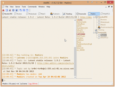 Screenshot of the application AdiIRC - #3