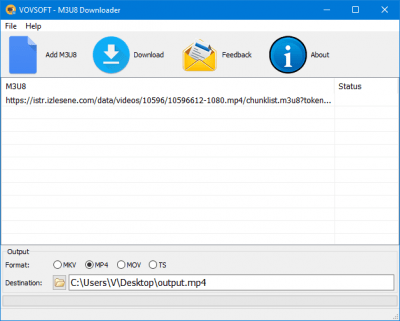 Screenshot of the application Vovsoft M3U8 Downloader - #1