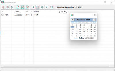Screenshot of the application Date Reminder - #3