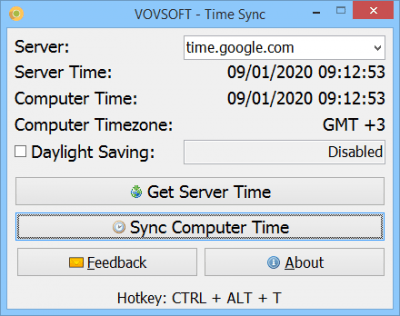 Screenshot of the application Vovsoft Time Sync - #1