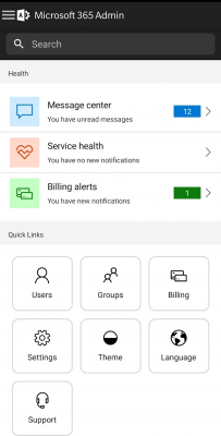 Screenshot of the application Microsoft 365 Admin - #1