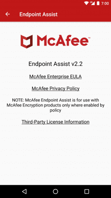 Screenshot of the application McAfee Endpoint Assistant - #3