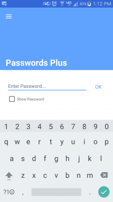 Screenshot of the application Passwords Plus Password Mgr - #1