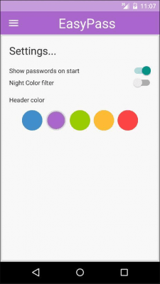 Screenshot of the application EasyPass - #7