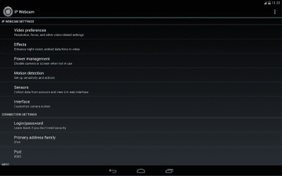 Screenshot of the application IP Webcam - #7