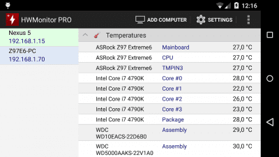 Screenshot of the application HWMonitor PRO - #3