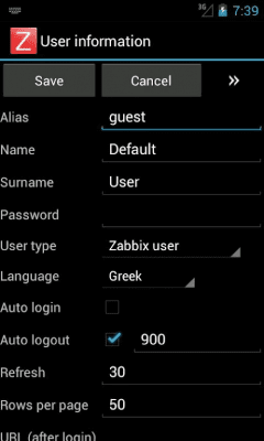 Screenshot of the application Andzabbix Lite - #1