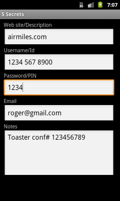 Screenshot of the application Secrets for Android - #4
