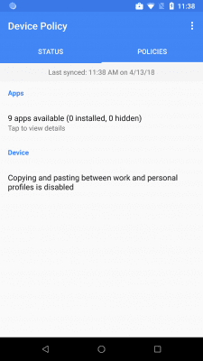 Screenshot of the application Android Device Policy - #4