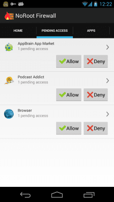 Screenshot of the application NoRoot Firewall - #1