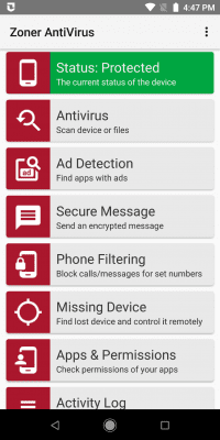 Screenshot of the application Zoner AntiVirus Free - #1