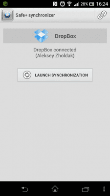 Screenshot of the application Safe+Synchro - #1