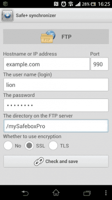Screenshot of the application Safe+Synchro - #2