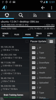 Screenshot of the application aDownloader - torrent download - #3