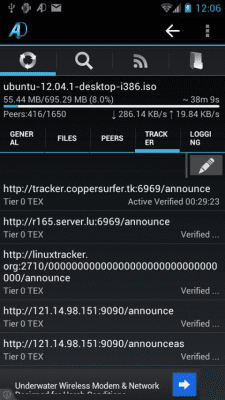 Screenshot of the application aDownloader - torrent download - #4