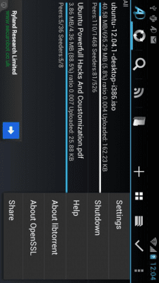 Screenshot of the application aDownloader - torrent download - #5