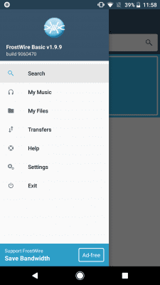 Screenshot of the application FrostWire: Torrent Downloader & Music Player - #1