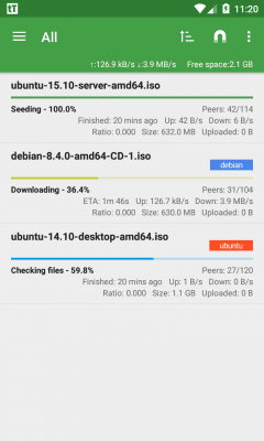 Screenshot of the application tTorrent Lite - #1