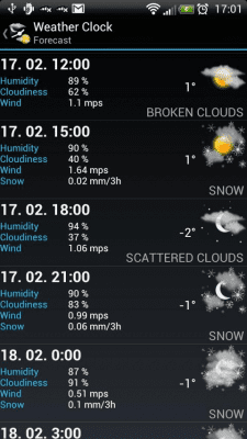 Screenshot of the application Weather Clock - #3
