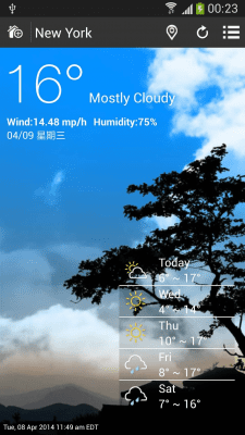 Screenshot of the application Weather by Villacat - #2