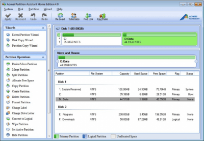 Screenshot of the application AOMEI Partition Assistant Standard Edition - #1