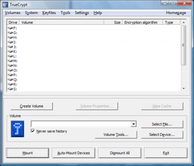 Screenshot of the application TrueCrypt - #1