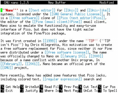 Screenshot of the application nano - #1