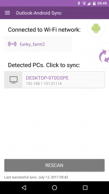 Screenshot of the application Outlook-Android Sync - #1