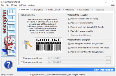 Screenshot of the application Fast File Encryptor - #1