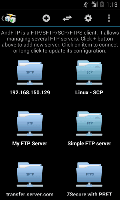 Screenshot of the application AndFTP - #1