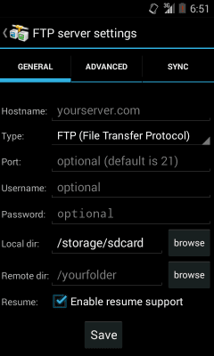Screenshot of the application AndFTP - #3
