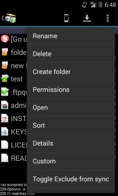 Screenshot of the application AndFTP - #5
