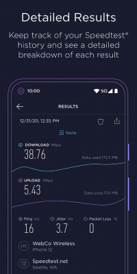 Screenshot of the application Speedtest.net - #7