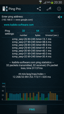 Screenshot of the application Ping Pro - #3