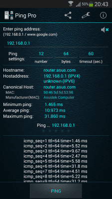Screenshot of the application Ping Pro - #4