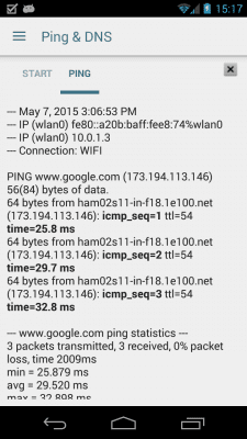 Screenshot of the application Ping & Net - #3