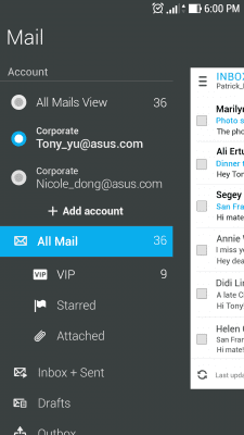 Screenshot of the application ASUS Email - #1