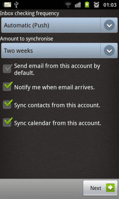 Screenshot of the application ExMail (Exchange) - #2