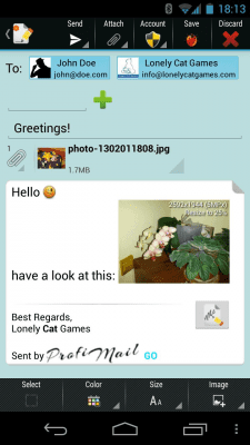 Screenshot of the application ProfiMail Go - #4