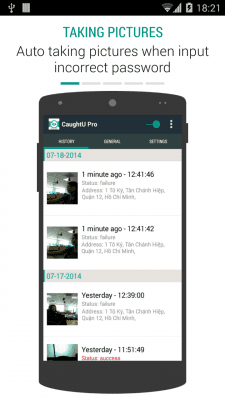 Screenshot of the application CaughtU Pro - Caught You - #1