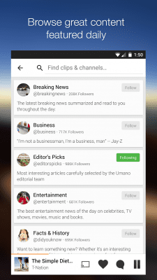 Screenshot of the application Umano: News Read to You - #3