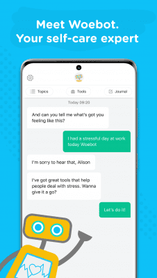 Screenshot of the application Woebot: Your Self-Care Expert - #1