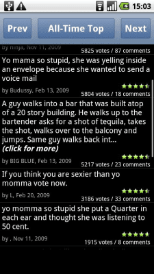 Screenshot of the application Yo Momma Jokes - #1