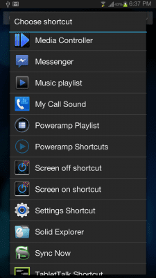 Screenshot of the application Poweramp Media Shortcuts - #1