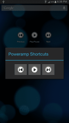 Screenshot of the application Poweramp Media Shortcuts - #2