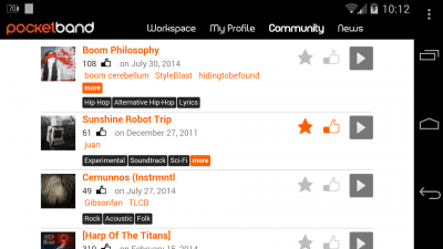 Screenshot of the application PocketBand Lite - #7