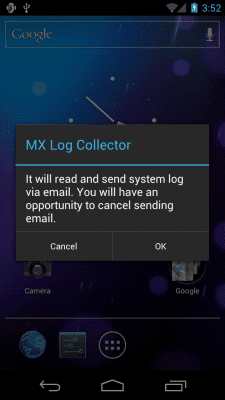 Screenshot of the application MX Log Collector - #1