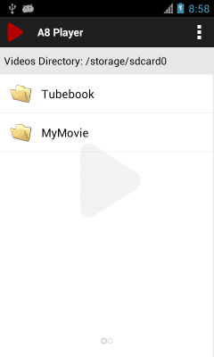 Screenshot of the application A8 Video Player (Free) - #1