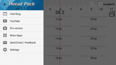 Screenshot of the application Thread pitch meter - #5