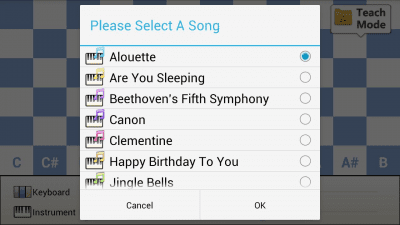 Screenshot of the application Super Piano - #4